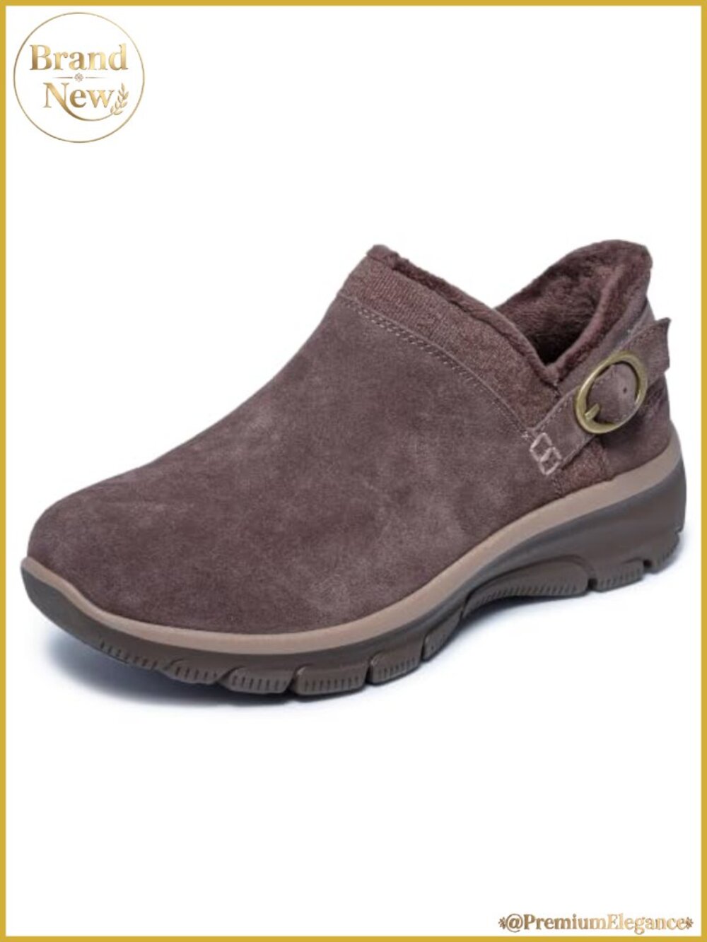 Hands Free Slip-ins Suede Ankle Booties Faux Fur Lined Comfort